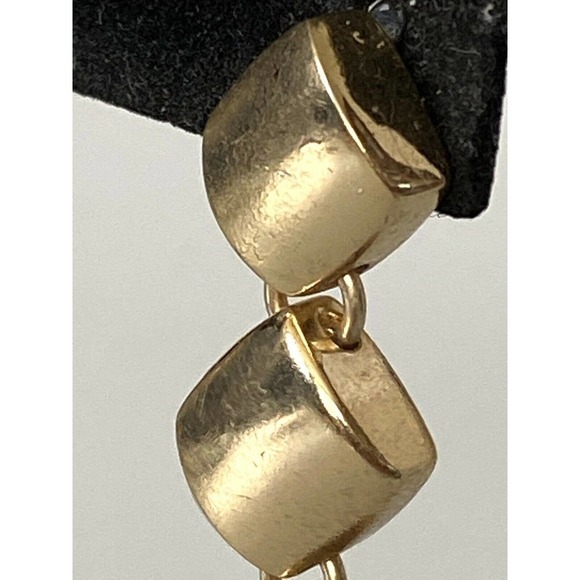MONET Earrings 90”s Dangles Drops Gold Tone Geometric Signed - Picture 8 of 10